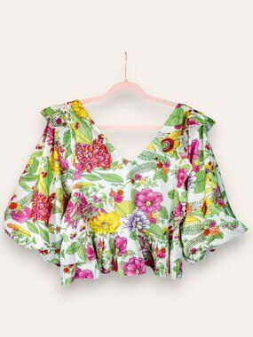NWT Love The Label Mitzie Floral Balloon Sleeve Blouse Size Large
